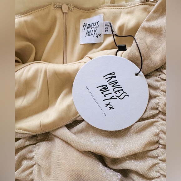 NWT Princess Polly Rabara Metallic Champagne Mini Dress Size 4 / Small - Picture 10 of 10